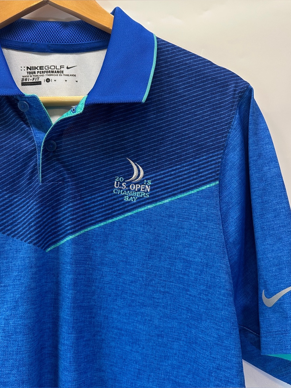 Nike Golf Chambers Bay US Open‎ 2015 Polo Men’s M Blue Dri-Fit Tour Performance